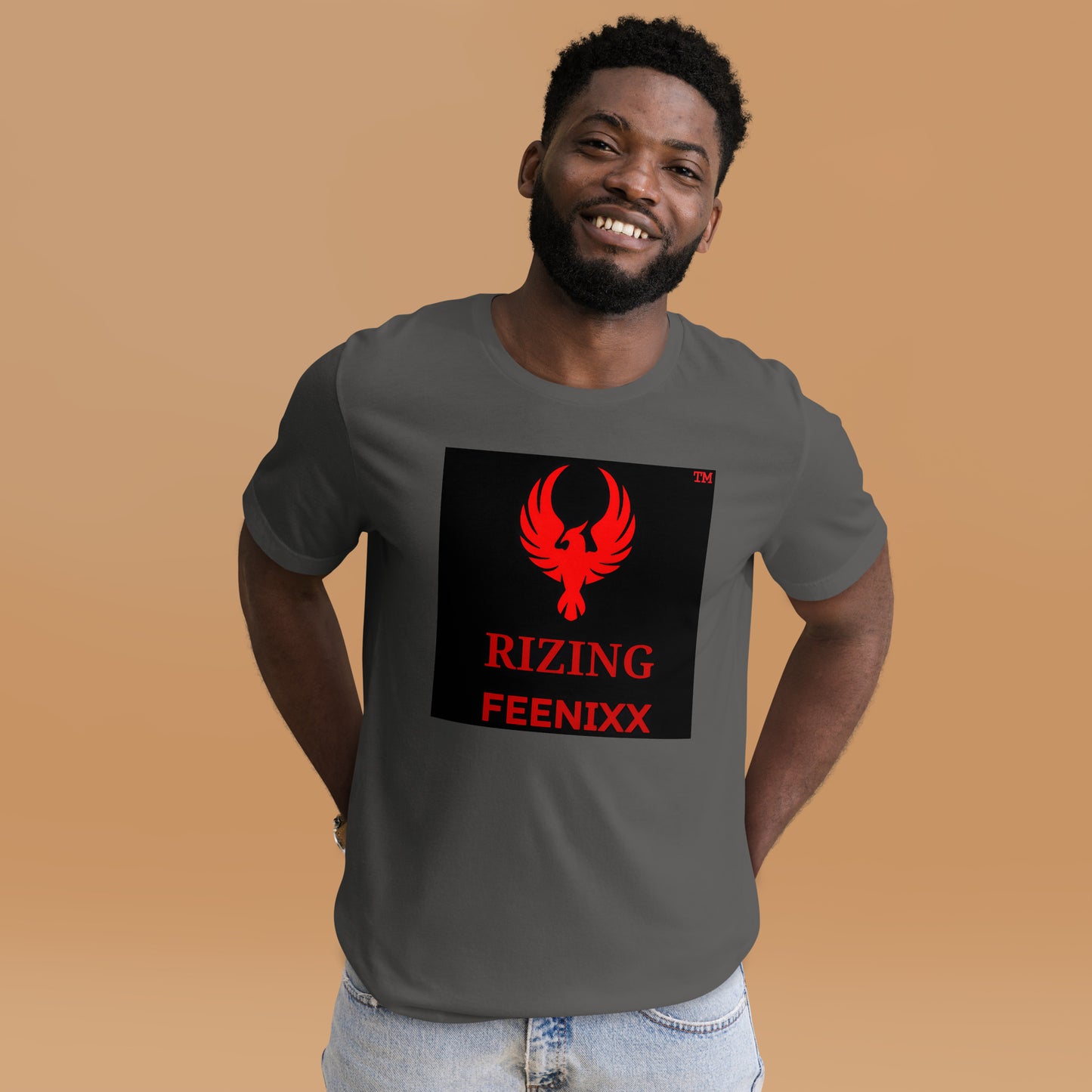 RIZING FEENIXX™ PREMIUM T-SHIRT PRINTED DESIGN IN MULTIPLE COLORS FRONT AND BACK