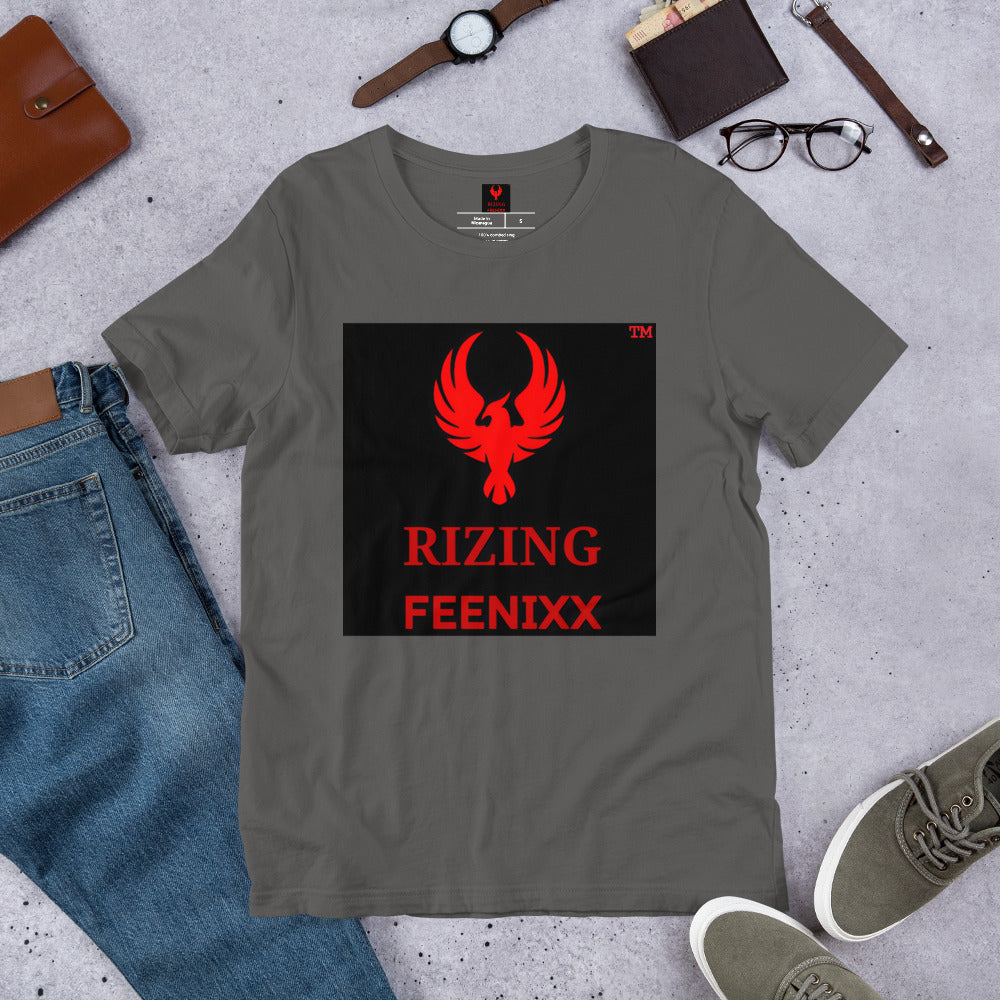 RIZING FEENIXX™ PREMIUM T-SHIRT PRINTED DESIGN IN MULTIPLE COLORS FRONT AND BACK