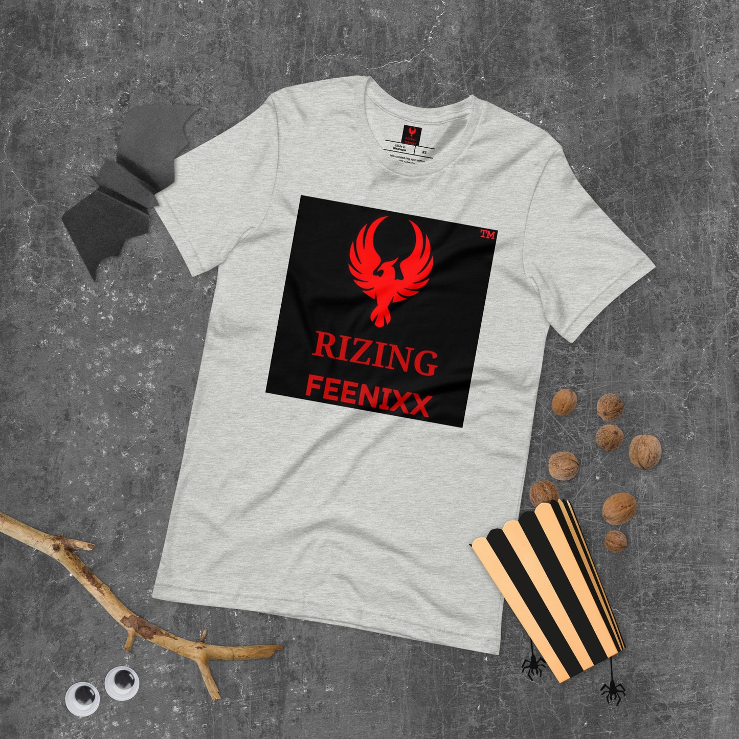 RIZING FEENIXX™ PREMIUM T-SHIRT PRINTED DESIGN IN MULTIPLE COLORS FRONT AND BACK