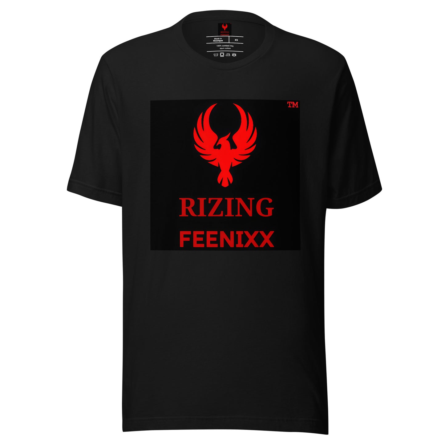 RIZING FEENIXX™ PREMIUM T-SHIRT PRINTED DESIGN IN MULTIPLE COLORS FRONT AND BACK
