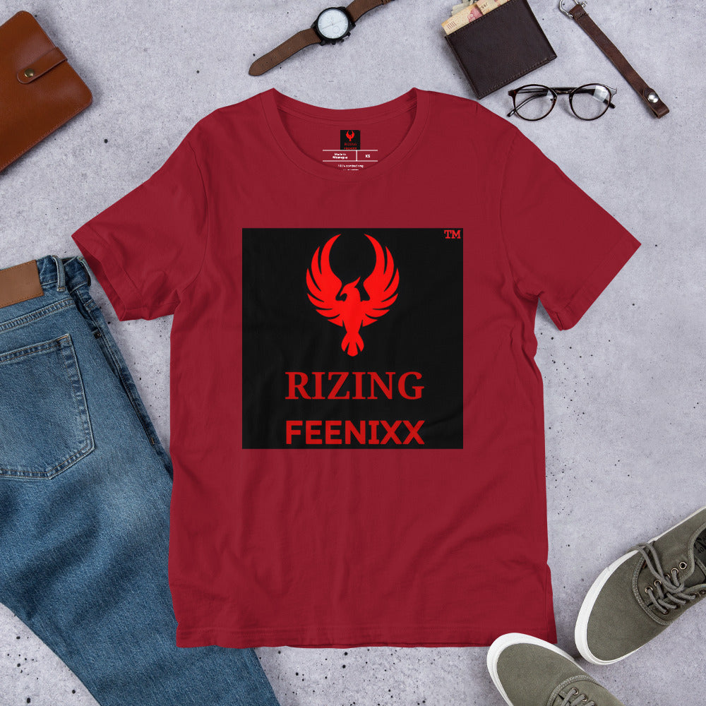 RIZING FEENIXX™ PREMIUM T-SHIRT PRINTED DESIGN IN MULTIPLE COLORS FRONT AND BACK
