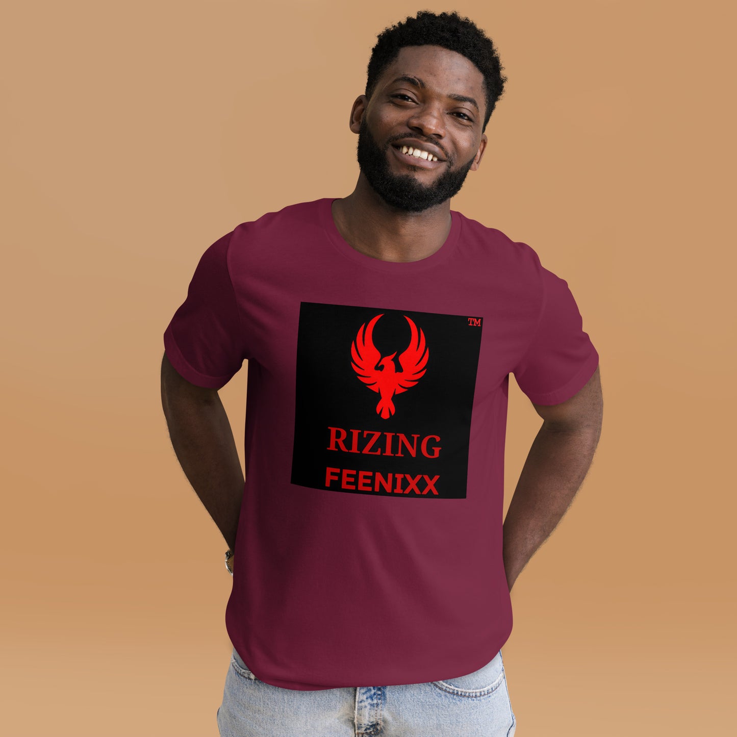 RIZING FEENIXX™ PREMIUM T-SHIRT PRINTED DESIGN IN MULTIPLE COLORS FRONT AND BACK
