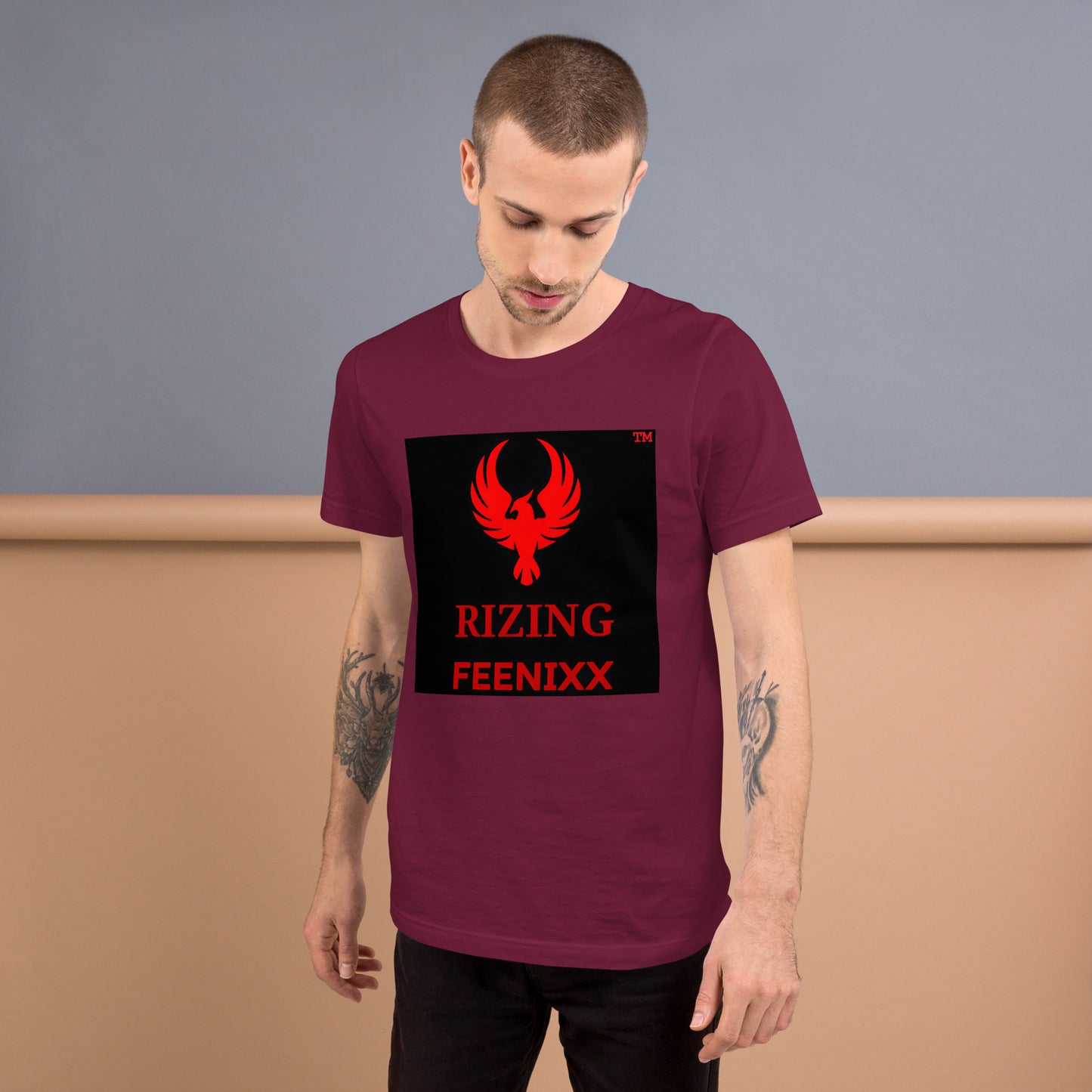 RIZING FEENIXX™ PREMIUM T-SHIRT PRINTED DESIGN IN MULTIPLE COLORS FRONT AND BACK