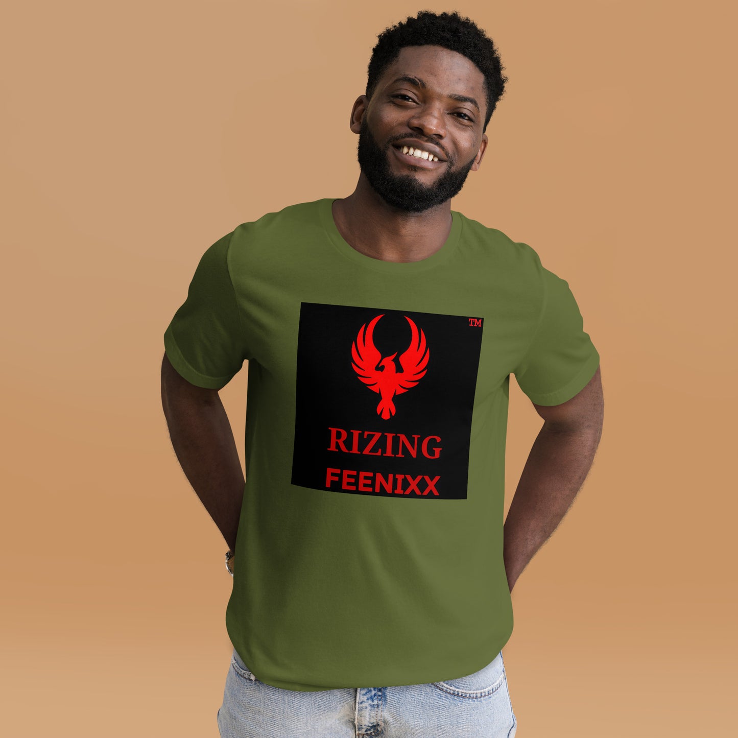 RIZING FEENIXX™ PREMIUM T-SHIRT PRINTED DESIGN IN MULTIPLE COLORS FRONT AND BACK