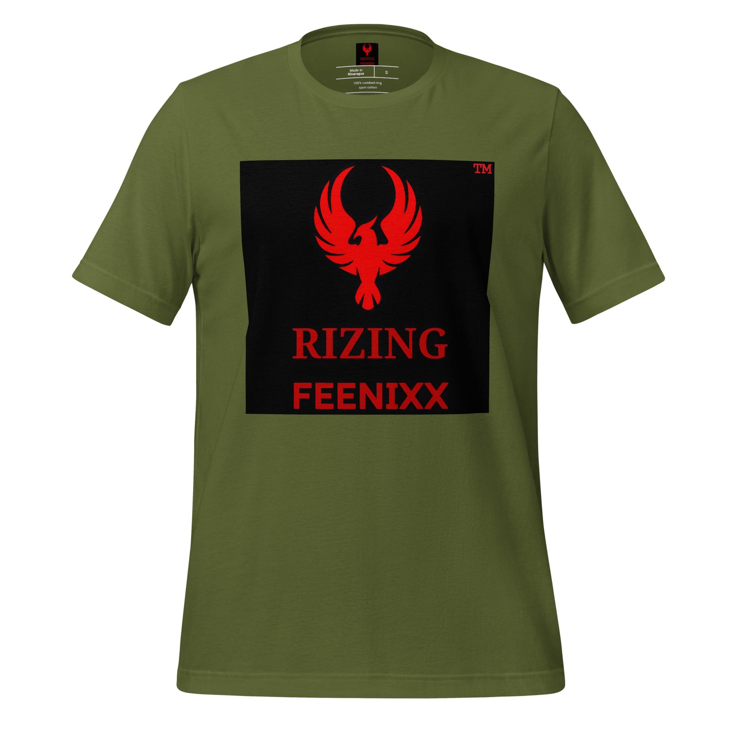 RIZING FEENIXX™ PREMIUM T-SHIRT PRINTED DESIGN IN MULTIPLE COLORS FRONT AND BACK