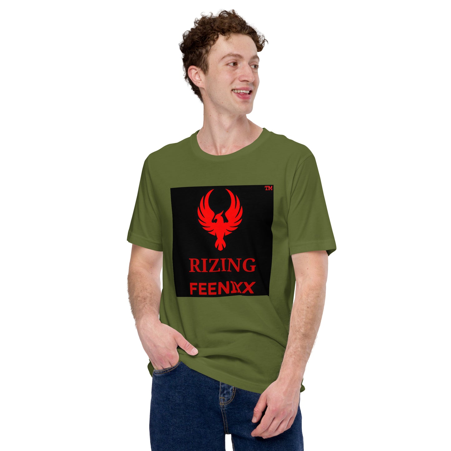 RIZING FEENIXX™ PREMIUM T-SHIRT PRINTED DESIGN IN MULTIPLE COLORS FRONT AND BACK
