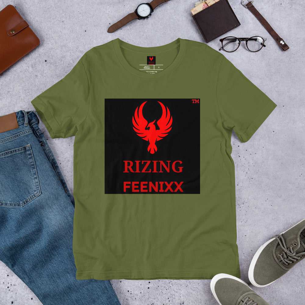 RIZING FEENIXX™ PREMIUM T-SHIRT PRINTED DESIGN IN MULTIPLE COLORS FRONT AND BACK