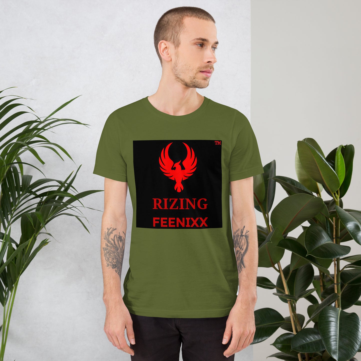 RIZING FEENIXX™ PREMIUM T-SHIRT PRINTED DESIGN IN MULTIPLE COLORS FRONT AND BACK