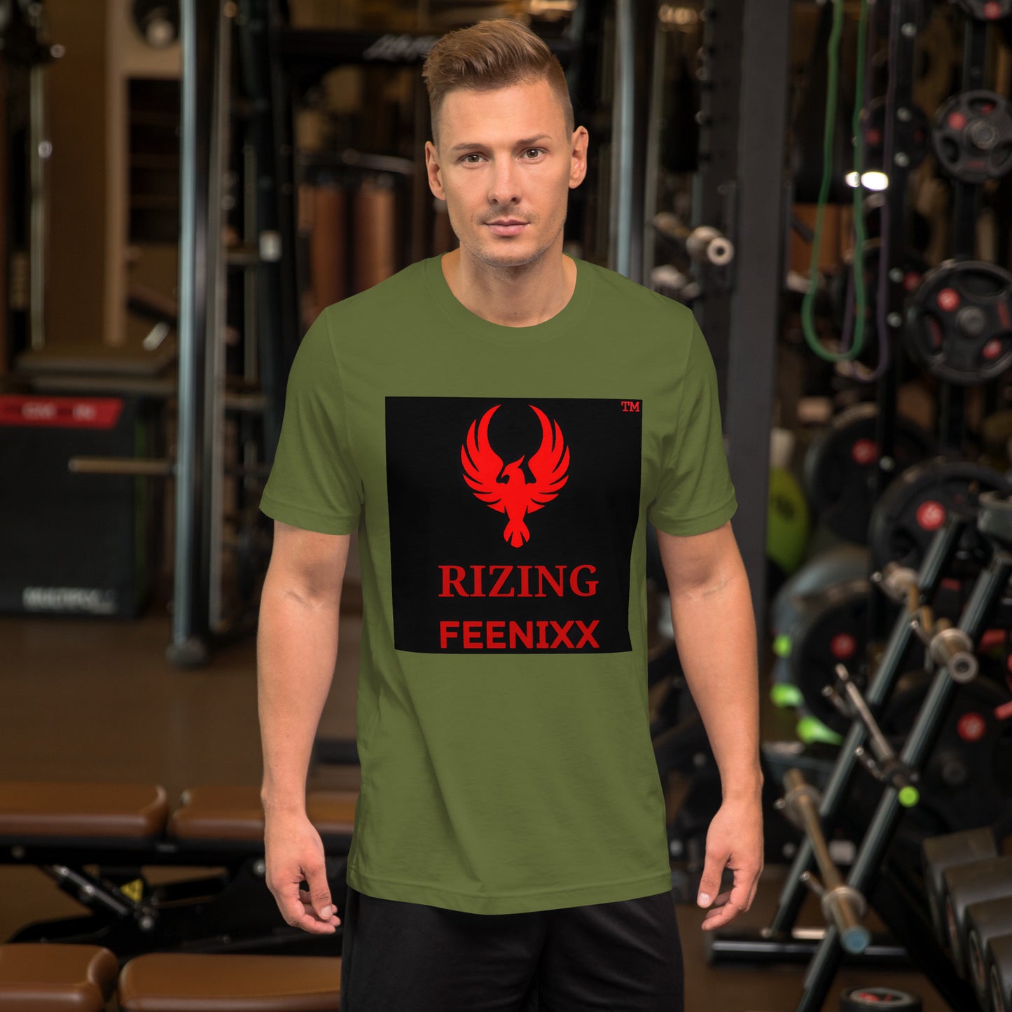 RIZING FEENIXX™ PREMIUM T-SHIRT PRINTED DESIGN IN MULTIPLE COLORS FRONT AND BACK