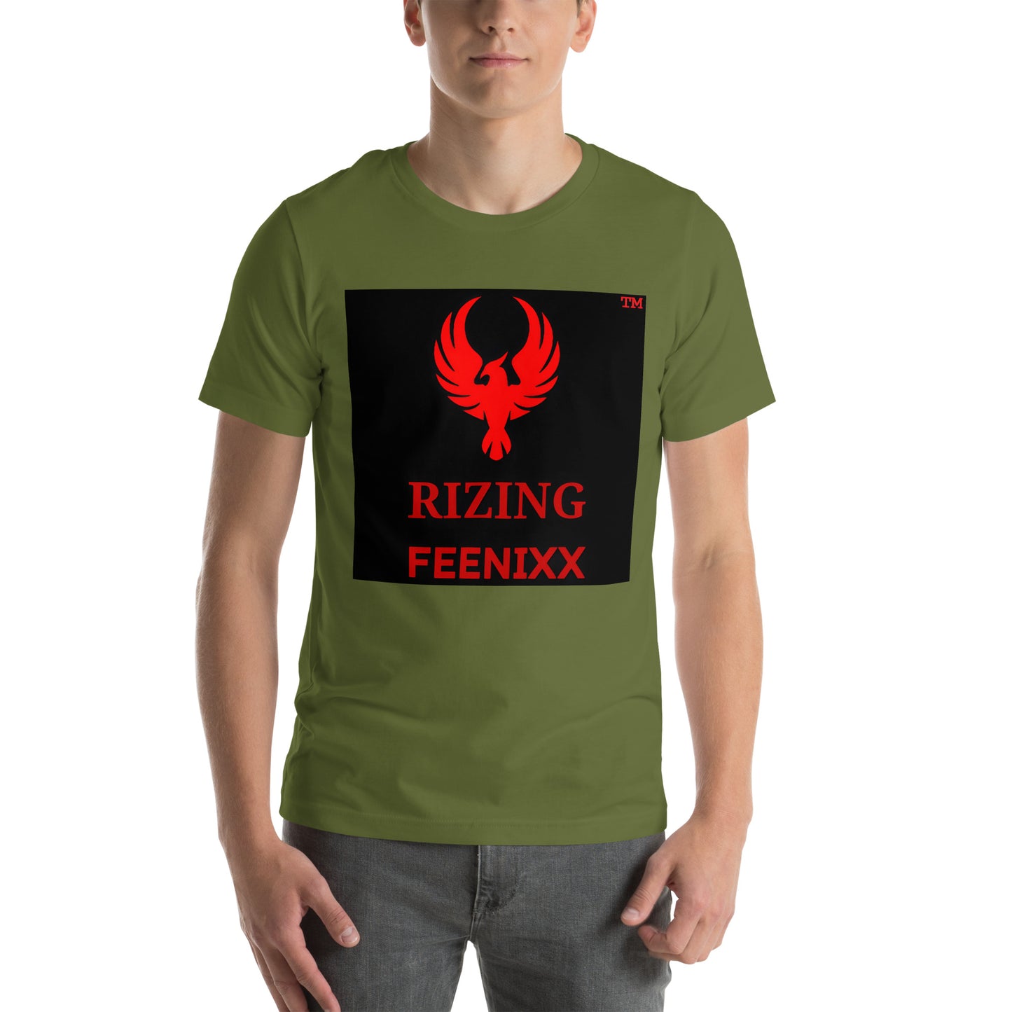 RIZING FEENIXX™ PREMIUM T-SHIRT PRINTED DESIGN IN MULTIPLE COLORS FRONT AND BACK