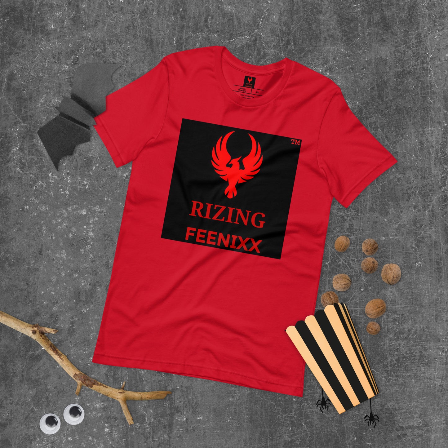RIZING FEENIXX™ PREMIUM T-SHIRT PRINTED DESIGN IN MULTIPLE COLORS FRONT AND BACK