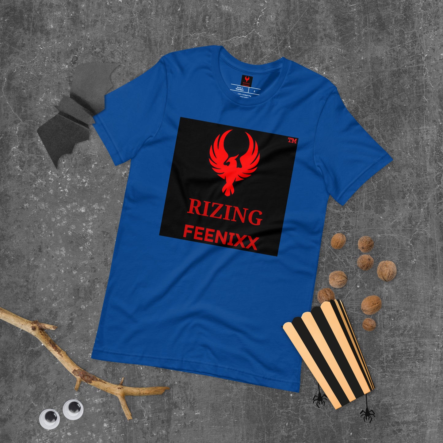RIZING FEENIXX™ PREMIUM T-SHIRT PRINTED DESIGN IN MULTIPLE COLORS FRONT AND BACK
