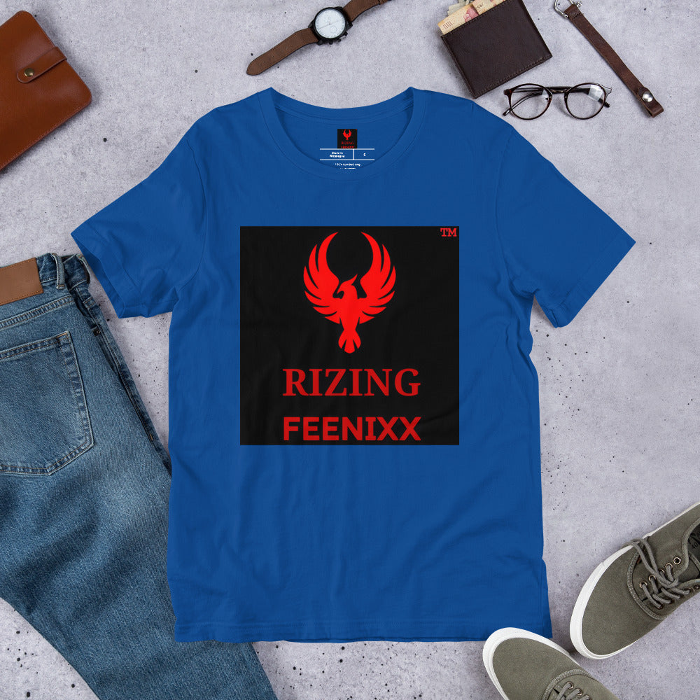 RIZING FEENIXX™ PREMIUM T-SHIRT PRINTED DESIGN IN MULTIPLE COLORS FRONT AND BACK