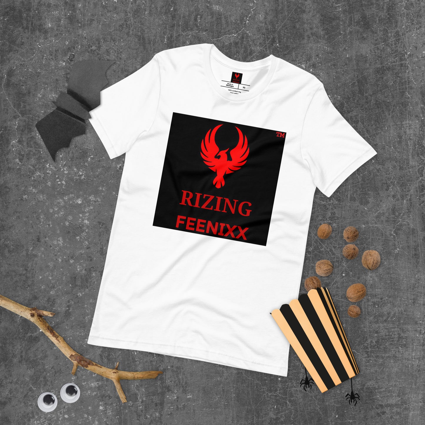 RIZING FEENIXX™ PREMIUM T-SHIRT PRINTED DESIGN IN MULTIPLE COLORS FRONT AND BACK